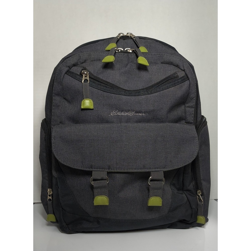Eddie‎ Bauer Crosstown Backpack Diaper Bag Attach To Stroller Gray Black Green